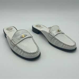 Vince Camuto Cobby-SZ 8.5-Women-Slip-On Leather White Mules Shoes-MSRP $119